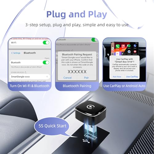 Wireless CarPlay Adapter for iPhone, 2 in 1 Android Auto Wireless Adapter - style: RM-KPL083