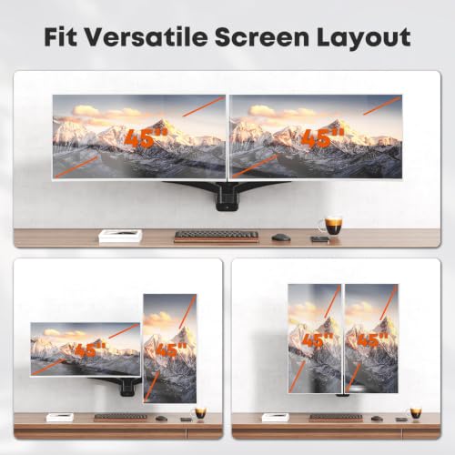 Dual Monitor Wall Mount for 27-45 inch Flat/Curved Computer Screens - size: 27 - 45 Inch, style: Dual Arms