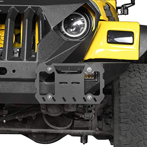 Hooke Road Shackle D Ring License Plate Mount Bracket Relocation Holder w/White LED Light for 1955-2026 Jeep Wrangler CJ YJ TJ JK JL Gladiator JT