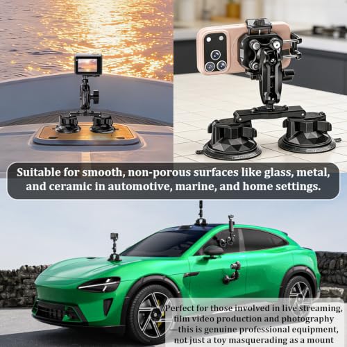 LOKTENWO Suction Cup Camera Mount Compatible with Insta360/ DJI OSMO/GoPro