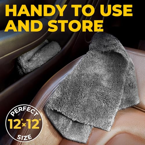 Edgeless Microfiber Car Towels – 6pk(12”x12”) – Soft & Scratch-Free Towels - color: Gray