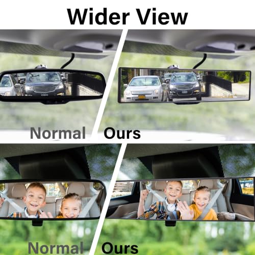 Rear View Mirror, Universal 11.4 Inch Interior Extended Rear View Mirror - color: White