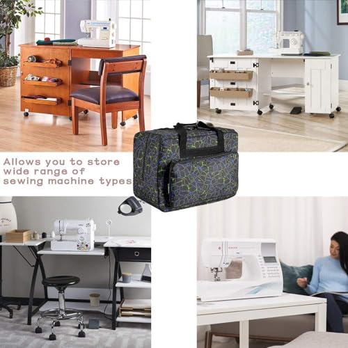 Sewing Machine Carrying Case Tote Bag, Nylon Carry Bag, Padded Storage Cover Carrying Case with Pockets and Handles, Suitable for Most Standard Singer, Brother, Janome - color: Black