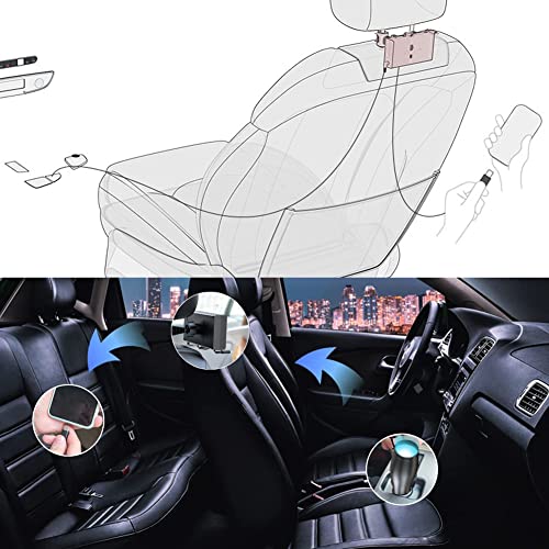 Retractable Backseat Car Charging Station Box,2 in 1 Car Charger,Max 65W Car Charger Adapter for Front and Back Seat Charging,Charging Dock Attach to Headrest,Compatible with 12-24V Vehicles
