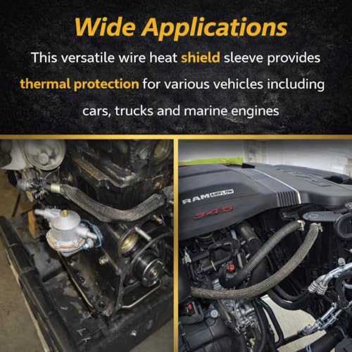 Heat Fiberglass Shield Sleeve Adjustable Hose Heat Spark Plug Wire High Temp 2000 Degree Black Colour 10FT-10MM(3/8") for Car&Auto Wire Loom Heat Protection - color: Black, size: 3/8'' ID x 10'