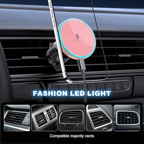 for Mag-Safe Car Mount Charger Dash Windshield Vent Magnetic Phone Holder - color: Pink