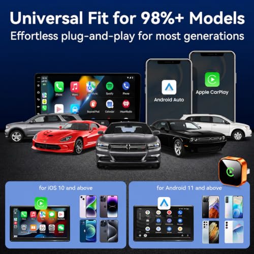 2026 Wireless CarPlay Adapter for iPhone and Android Auto Mini Wired - color: Orange