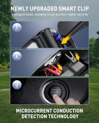 AUXITO Jump Starter: 6000A Car Portable-Battery Jumper Box with 4000LM LED Outdoor Camping Light and Power Bank Function, Up to 10.5L Gas and 10L Diesel Engines, USB Ports and Jumper Cable Included - size: 6000 A