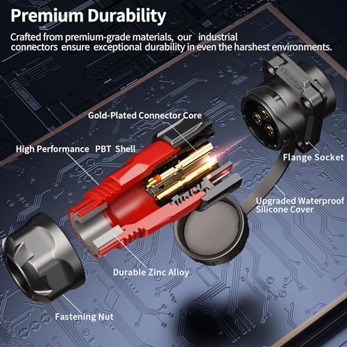 CNLINKO YM-20 2 PIN Waterproof Connector, IP68 Circular Connector, Quick Plugging Aviation Connector, PBT Plastic Shell Solder Connector M20 Male -Female Flange Socket (2 PIN) - size: 2-Pin, style: Solder-Assembly