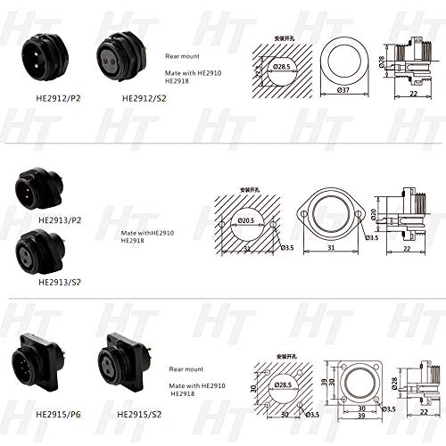 HangTon HE29 Power Lighting Industrial Aviation Connector Waterproof Plug Socket (19 pin) - size: 19 pin