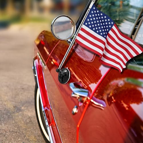 2 Pack Suction Cup Car Flag Pole Kit with Double Sided USA Flag, Adjustable 180° 1.5-5.25 ft Stainless Steel Telescopic Flagpole Holders, Strong Vehicle Mount for Trucks, Cars, Rvs, Boat - style: USA Flag