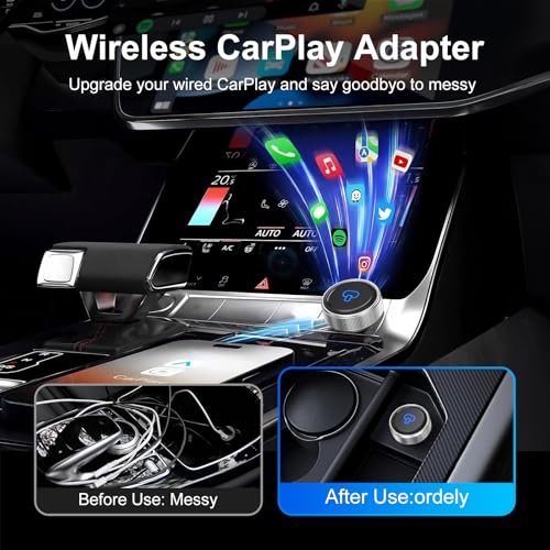 Wireless CarPlay & Android Auto Adapter, WiFi 6 & Bluetooth, 5-Second Auto Connect, Stable Plug-and-Play Dongle for Cars with Factory Wired CarPlay, Compatible with iOS 10+ and Android 11+ - color: Silver