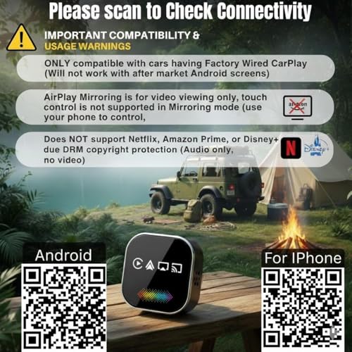 Luka 4 in 1 Wireless CarPlay Adapter, Screen mirroring Adapter for iPhone&Android