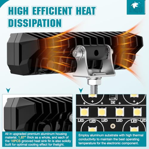 Nilight 6 Inch LED Light Bar 2PCS 50W Spot Flood Combo Lamps - color: 50W Led Pod 2Pcs White + Wire