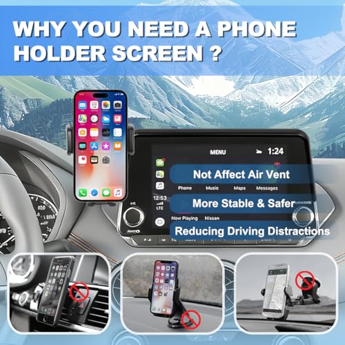 Car Phone Holder Fit for 2021-2025 Nissan Rogue / 2019-2025 Altima / 2020-2025 Sentra Accessories Phone Mount 8-inch Screen Fixed Clip, Cell Phone Automobile Cradles Hands-Free 360 Degree Rotation - size: 21-25 Rogue/19-25 Altima/20-25 Sentra
