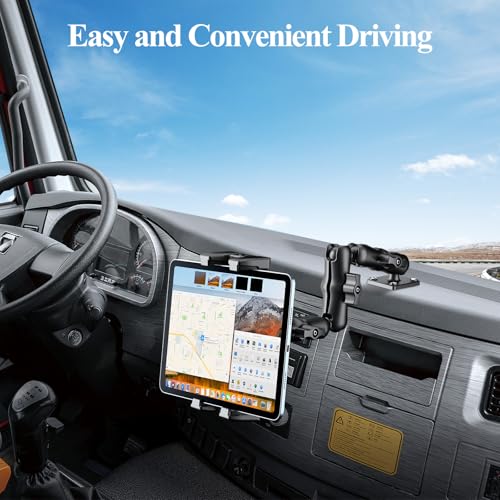 OHLPRO Tablet Mount for Truck - Heavy Duty Drill Base Tablet Holder for Car Dashboard, iPad Holder for All 5"-13" iPad Pro Samsung Galaxy Kindle fire Tablets and Car Wall etc. - 12-inch Arm - size: 12-inch Plastic Arm