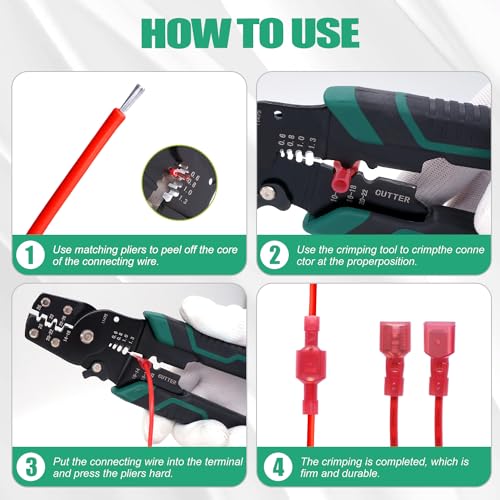 Twidec/100PCS Nylon Spade Connector Kit 22-10AWG Male Female Wire Connector - color: 100PCS