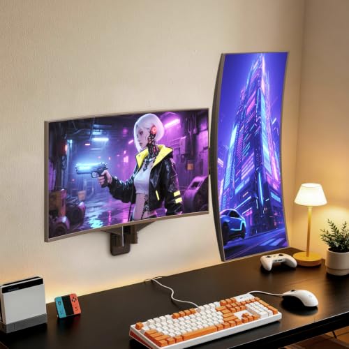 Dual Monitor Wall Mount for 27-45 inch Flat/Curved Computer Screens - size: 27 - 45 Inch, style: Dual Arms