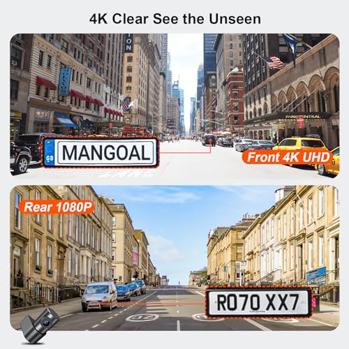 Mangoal Front 4K & Rear 1080P Dash Cam for Jeep Grand Cherokee 2016-2021 - style: Model A Front 4K and Rear 1080P
