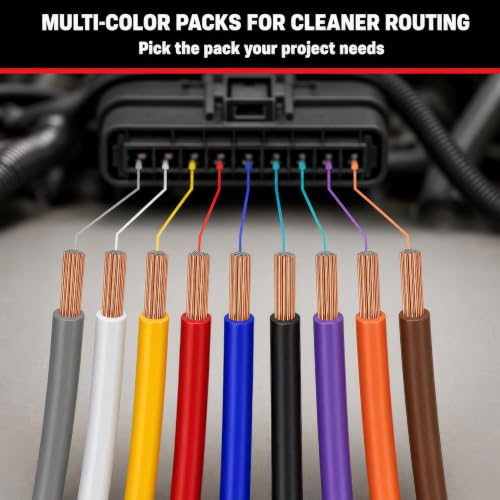 GS Power 18 Gauge Automotive Wire - 400ft 4-Color CCA Stranded Wire - size: 18 AWG-100 ft-4 Pack