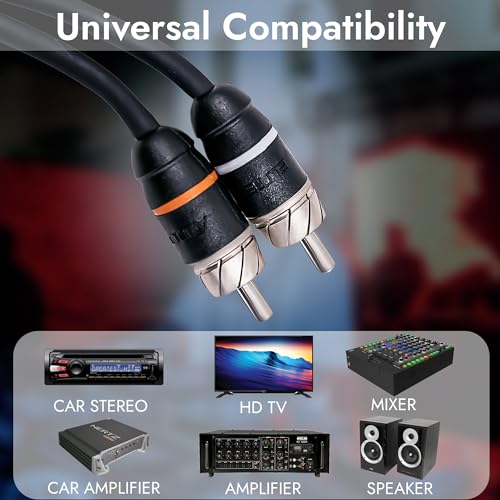 Elite Audio Premium Series 1.5ft. 2-Channel Car Audio RCA Short Cable – Double Shielded, Oxygen Free Copper, Noise Reducing Audio Cable for Amplifiers, Subwoofers, Speakers, Processors – PRM1.5 - size: 1.5' (ft), style: 2-Channel
