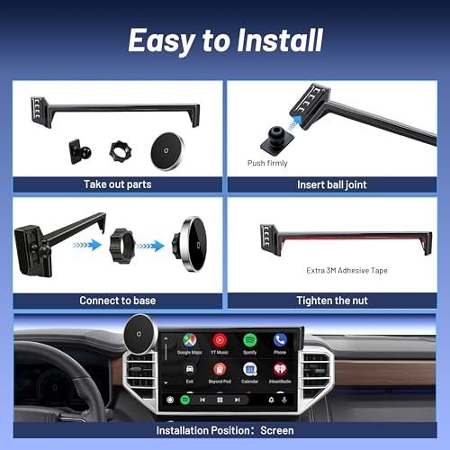Phone Holder for for Toyota Tundra (2022-2025 2026, 14 Inch) / Toyota Sequoia (2023-26), MagSafe Car Mount Charger,Magnetic Holder,15W Wireless Charging,360° & Hands Free,3rd Gen Tundra Car Gadgets - size: Toyota Tundra | 2022-2026