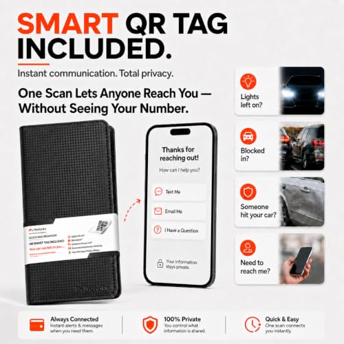 Car Registration and Insurance Holder, Carbon Black Premium PU Leather - color: Carbon Black