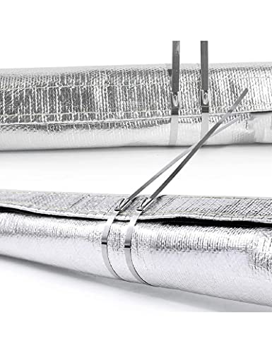 Heat Shield Sleeve Heat Wrap For Wires Wire Heat Wrap Fuel Line Heat Wrap Heat Sleeve Automotive for Ultimate Heat Protection -1/2" I.D. x 10FT with Stainless Steel Cable Ties (304) -Gold