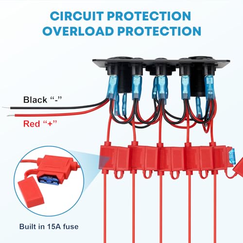 Kohree 5 Gang 12V Marine Switch Panel, Waterproof Boat Rocker Switch Panel - style: 5 Gang