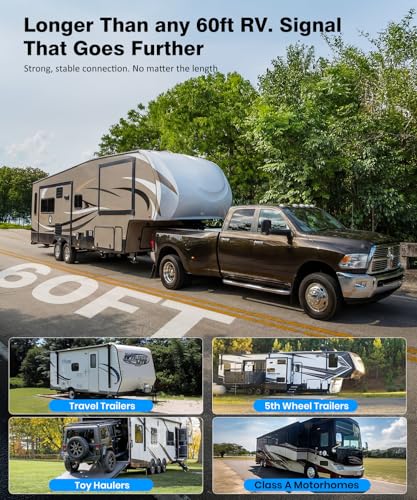 AUTO-VOX Wireless RV Backup Camera System: Rear & Side Cameras with 7.2" HD Monitor and Flexible Bent Mount, Triple Split View, DVR Recording Back up Camera for RV,Travel Trailer,Motorhome,Camper
