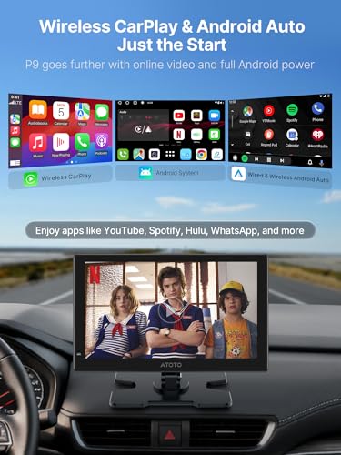 Portable Carplay Screen, Full Android System Car Tablet with Wireless Apple CarPlay & Android Auto, 9.25” Smart Driving Display with BackupCam & DashCam, 4G LTE, AI Voice Control/GPS/Mirror Link - size: 9.25"