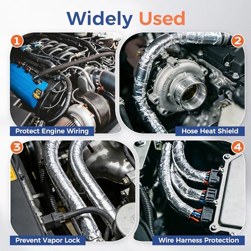 Automotive Aluminum Heat Shield Sleeve Wrap Wire Up to 485 °F, Cable Heat Shield Fire Sleeve Heat Resistance Silver Inner Diameter (1-1/2"-14ft) - size: 1-1/2"-14ft