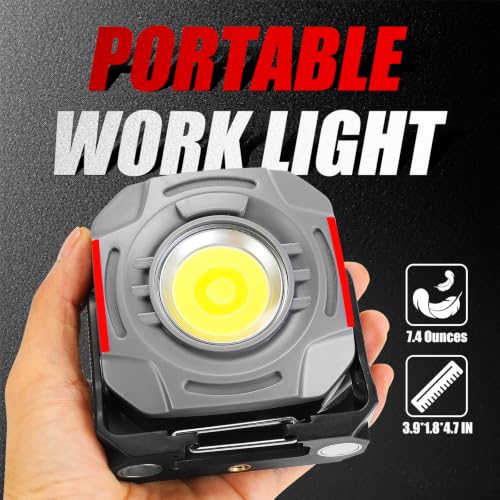 SUNPRO Magnetic Job Site Light Rechargeable FloodLight with Hook(2, Grey)