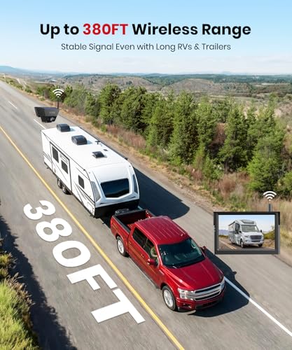 Solar Magnetic Wireless Backup Camera with 5 Inch Anti-Glare 1080P Screen - size: 5 inch