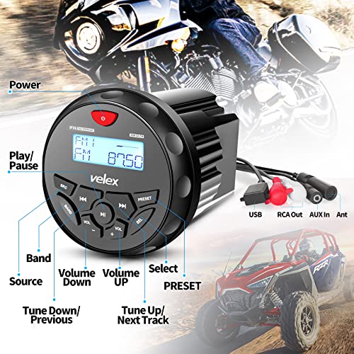 Marine Audio System Stereo Speaker Package, Bluetooth, MP3 USB AM FM Marine Stereo - 2 x 6.5 Inch White Speakers, Antenna