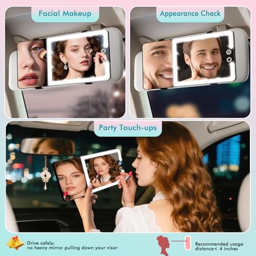 2pcs Car Sun Visor Vanity Mirror with Lights & 20X Magnification - color: 2pcs-Black