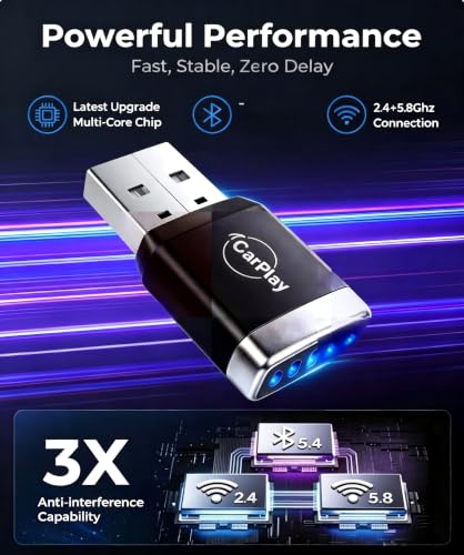 2026 Upgraded 2-in-1 Wireless CarPlay Adapter | A7 Chip & 5.8GHz High-Speed Transmission | Wired-to-Wireless Plug & Play | Supports iOS/Android Dual Systems | Ultra-Low Latency Seamless Connection