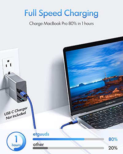 etguuds USB C to USB C Cable 6.6ft, 2-Pack 60W C to C Cable Fast Charging - color: Blue, size: 6.6ft