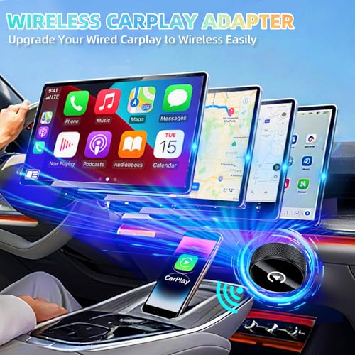 LENVA Wireless CarPlay Adapter, 2025 Upgrade Mini Design for Cars, Plug and Play Easy Use Fast Stable Connection No Delay (Only for iPhone, Not for Android) - color: Black