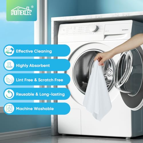HOMEXCEL 24PK Microfiber Cleaning Cloth, Cleaning Rag for Home, 11.5x11.5in - color: White