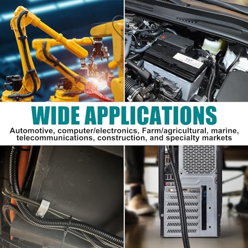 1/2 Inch Wire Loom Split Tubing - 10 ft Cord Protector Electric Wires Covers, Automotive Wire Flexible Conduit, Plastic Wire Cover with Cable Zip Tie - size: 1/2"-10ft
