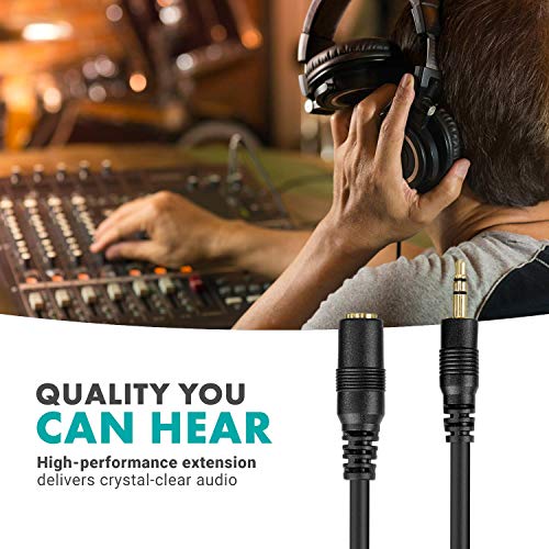 Movo MC20 3.5mm Audio Cable - 3.5mm TRS Female to Male 20ft Extension Cord for Microphones, Headphones, and More - size: 20-foot