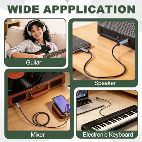 MECCANIXITY 1/4" to 1/8" Stereo Audio Cable 6.35mm to 3.5mm Male 16FT Black - size: 16FT
