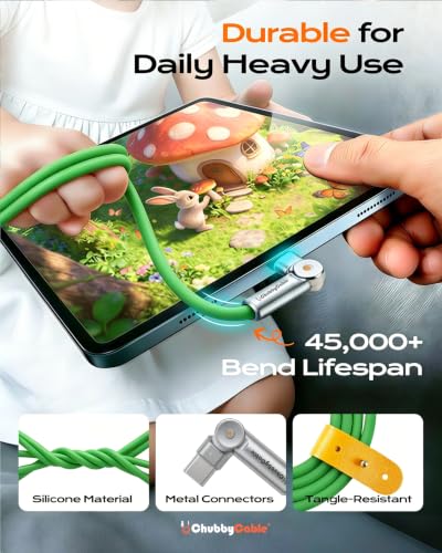 chubbycable RotateX 240W 180° Rotating USB C to USB C Cable, Green, 9.8ft - color: Green, size: 9.8ft (3m)