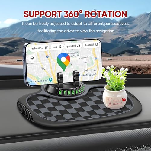 Wuyaoyao Multifunction Car Anti-Slip Mat Auto Phone Holder, PVC Car Dashboard Non-Slip Pad Phone Mount with Temporary Parking Number, Automotive Sticky Dash Pad for Phones, Keys, Gadgets (Black+Gray) - color: Black+Gray