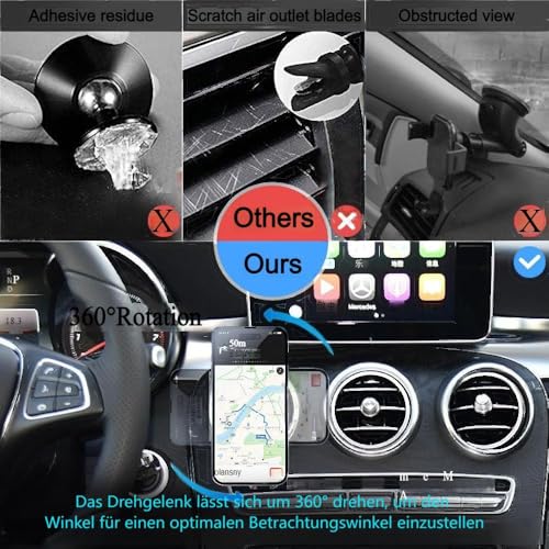 Car Phone Mount Round Air Vent, Compatible with Mercedes Benz C-Class, E-Class,S-Class,B-Class,A-Class, GLC/GLE/GLS/GLB/GLA, Automatic Locking Air Vent for Mercedes Benz Accessories