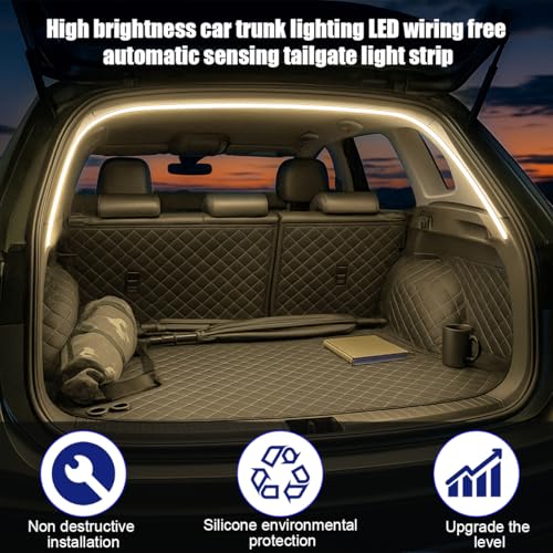 6.56 FT Flexible Silicone LED Trunk Light Strip, Yellow - color: Yellow