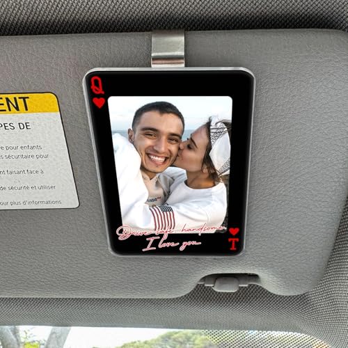 Hangwoous Personalized Car Visor Photo Clip Frame, Drive Safe Gift - color: Pink