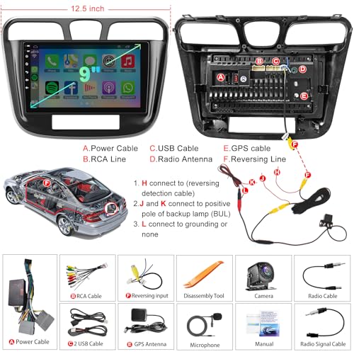 Car Radio for Chrysler 200 200C 2011-2014, 4GB RAM + 64GB ROM 9” HD Touchscreen Car Stereo – Android 13 System, Wireless CarPlay & Android Auto,GPS& Back-up Camera - color: For Chrysler 200C 2011-2014