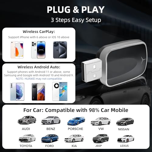 Plug&Play CarPlay Wireless Adapter for Apple iPhone Fast Auto Connect USB - color: USB Plug 1